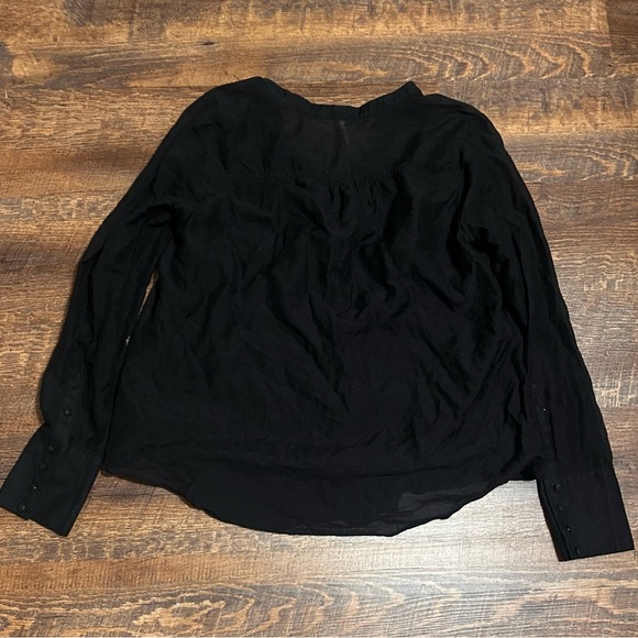 Free People Women’s Blouse Size XS Black Sheer Top Button Up Lined Silk Blend - Picture 4 of 5